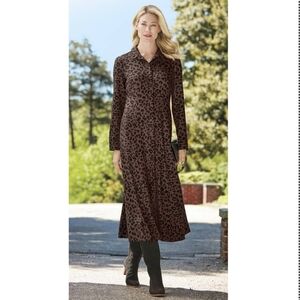 Chadwicks Elegant Leopard Long Sleeve Dress